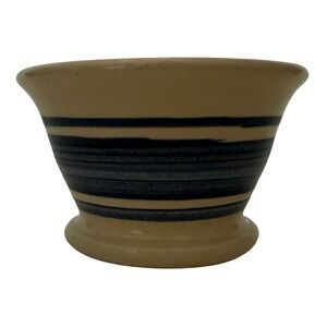 Vtg Marshall Pottery Kenneth Wingo Signed Blue Striped Small Bowl Cup 4.75"x3"